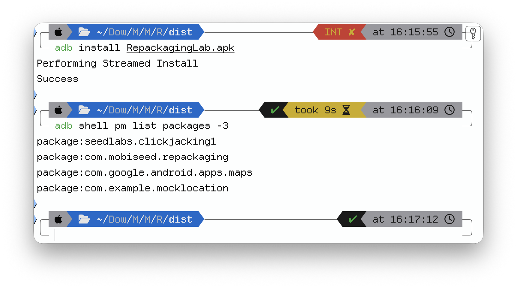 Streaming the repackaged APK onto the emulator over ADB